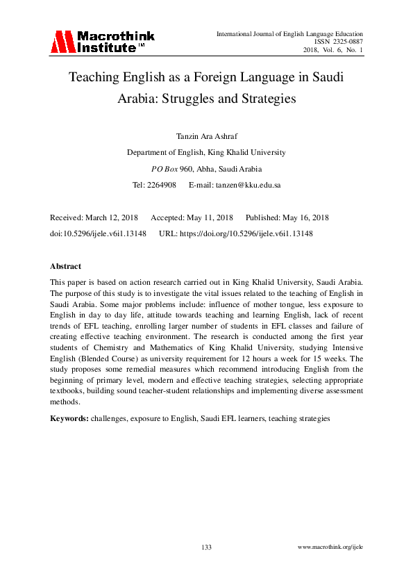 (PDF) Teaching English as a Foreign Language in Saudi Arabia ...