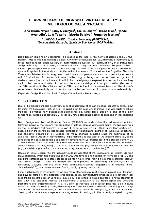 (PDF) LEARNING BASIC DESIGN WITH VIRTUAL REALITY: A METHODOLOGICAL APPROACH