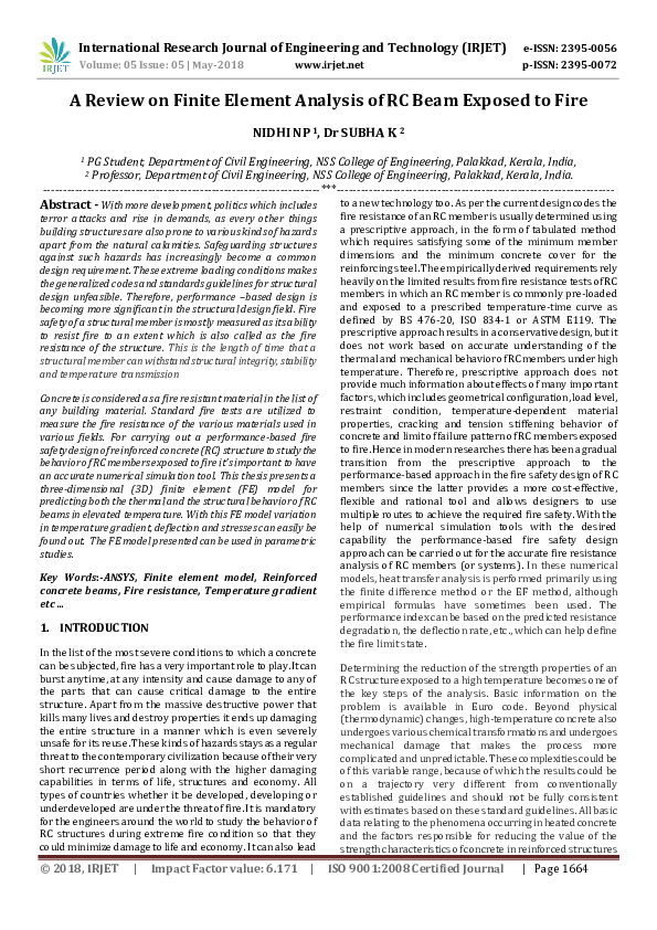 (PDF) IRJET-A Review on Finite Element Analysis of RC Beam Exposed to Fire