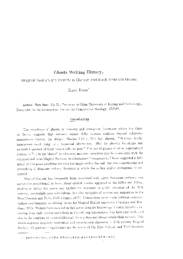 PDF) Ghosts Writing History: Magical Realism and Identity in