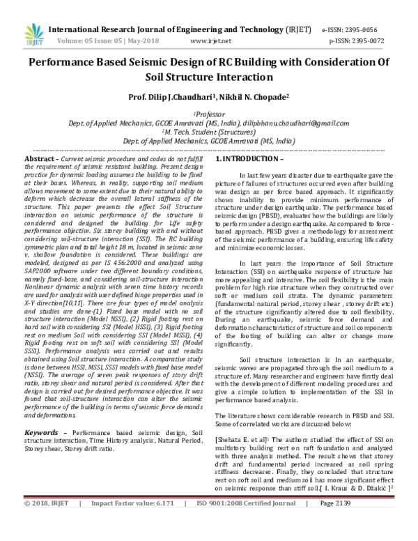 (PDF) IRJET-Performance Based Seismic Design of RC Building with ...