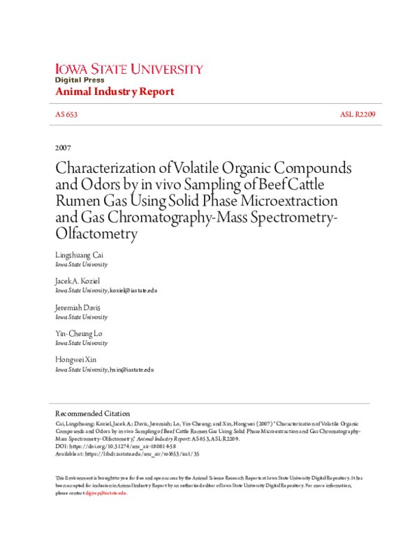 (PDF) Characterization of volatile organic compounds and odors by in ...