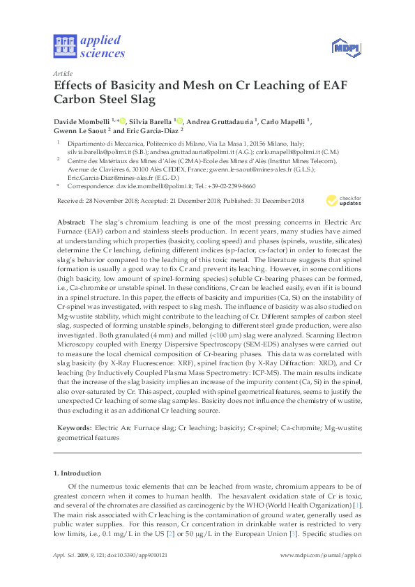 【masa】 PDF) Effects of basicity and mesh on Cr leaching of EAF