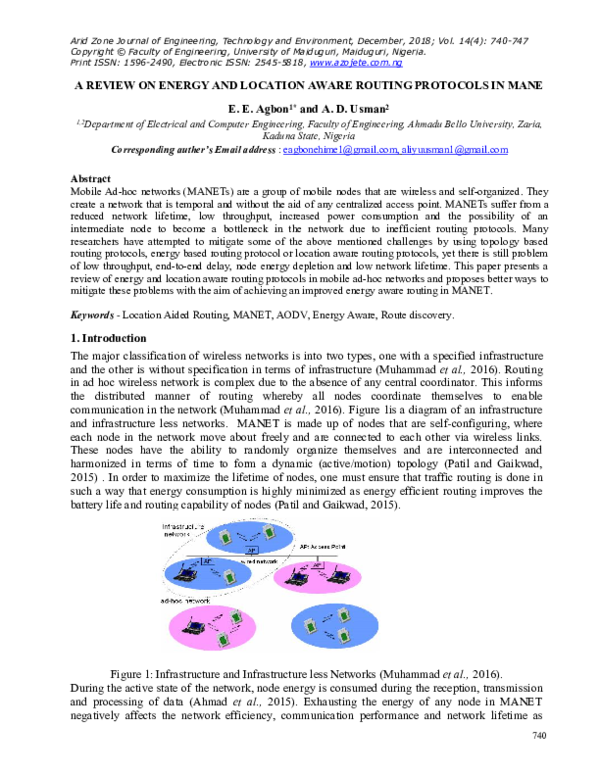 (PDF) A Review on Energy and Location Aware Routing Protocols in Mane