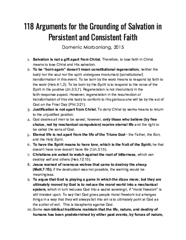 (PDF) 118 Arguments for the Grounding of Salvation in Persistent and ...