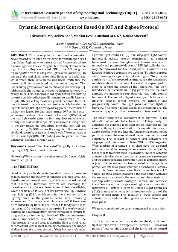 (PDF) IRJET-Dynamic Street Light Control Based on Iot and Zigbee Protocol