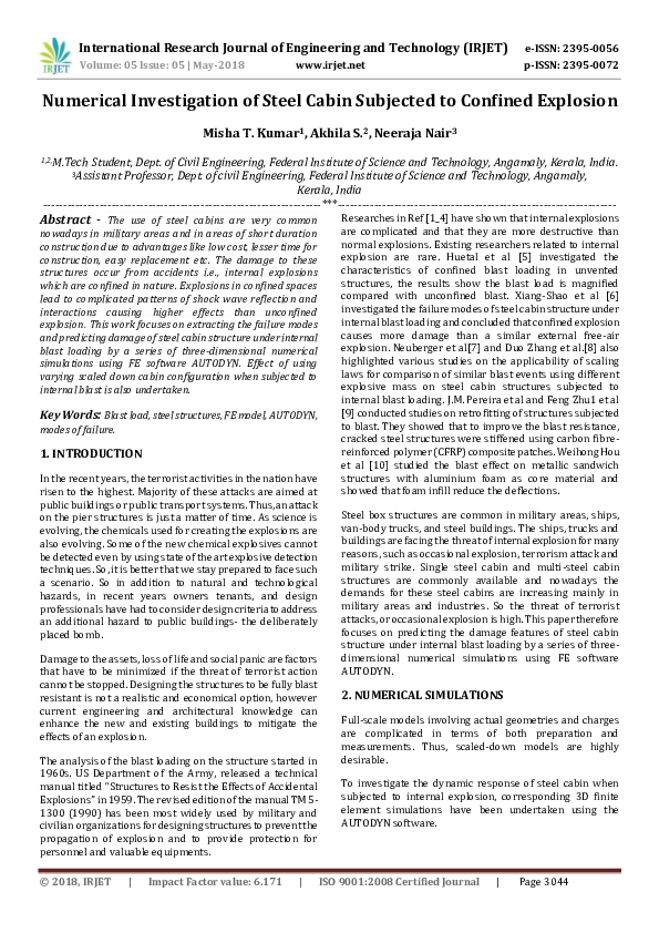 (PDF) IRJET-Numerical Investigation of Steel Cabin Subjected to ...
