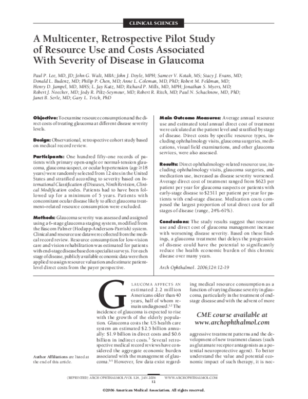 (PDF) A Multicenter, Retrospective Pilot Study of Resource Use and ...