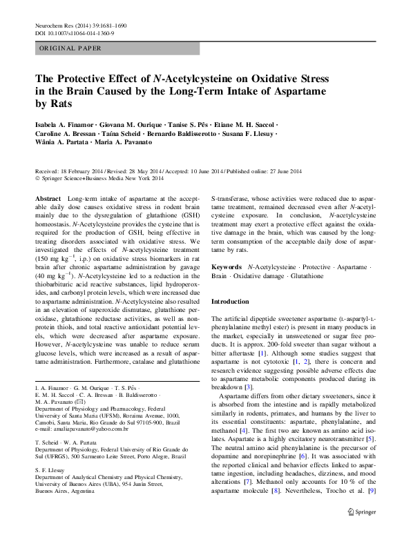 (PDF) The Protective Effect of N-Acetylcysteine on Oxidative Stress in ...