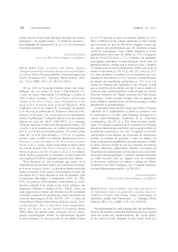 (PDF) Edwin Judge, Jerusalem and Athens: Cultural Transformation in ...