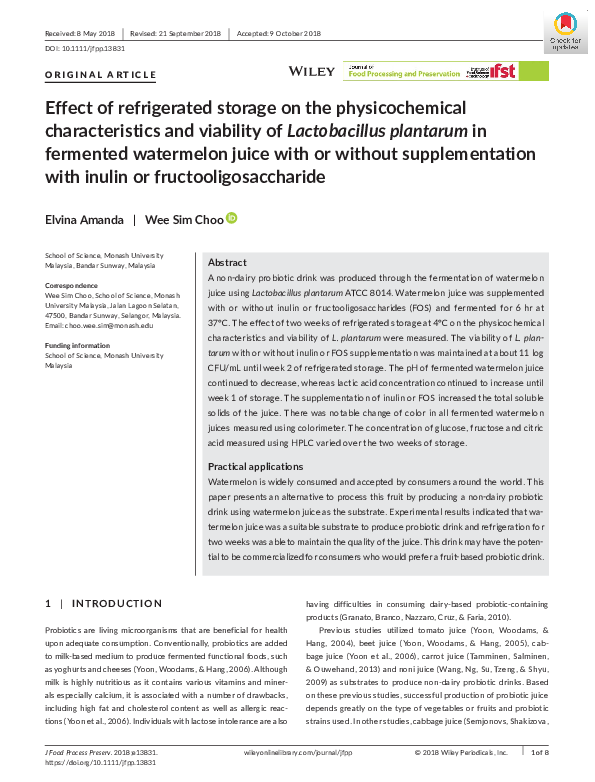 (PDF) Effect of refrigerated storage on the physicochemical ...