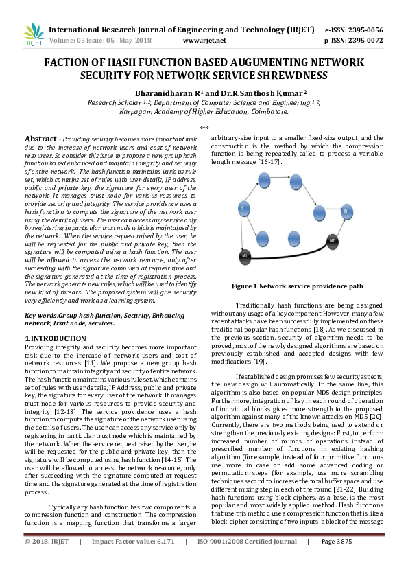 (PDF) IRJET-Faction of Hash Function based Augumenting Network Security ...