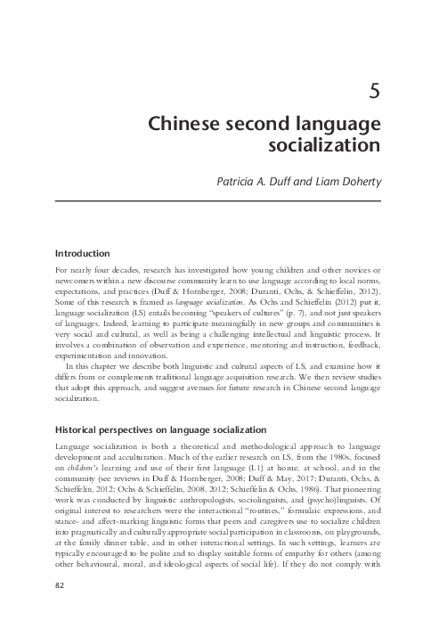 (PDF) Chinese second language socialization - 2018