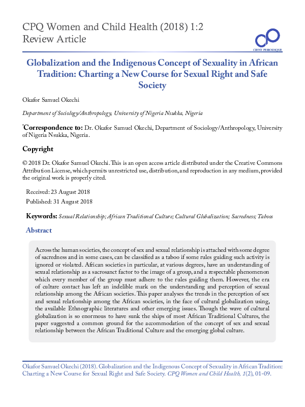 (PDF) Globalization and the Indigenous Concept of Sexuality in African ...