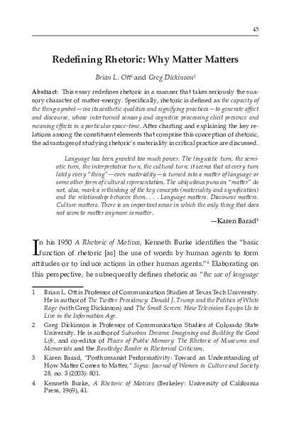 PDF Redefining Rhetoric Why Matter Matters PDF Redefining Rhetoric Why Matter Matters