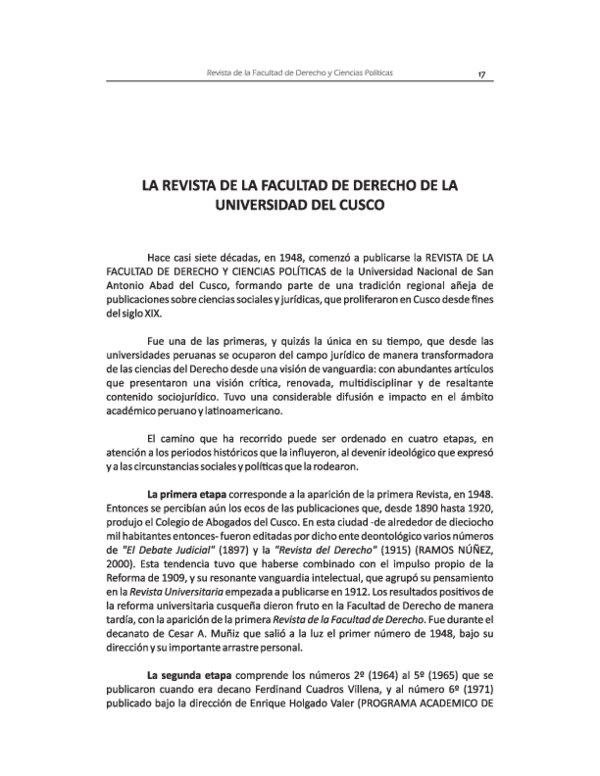 (PDF) La Revista de la Facultad de Derecho y Ciencias Políticas de la ...