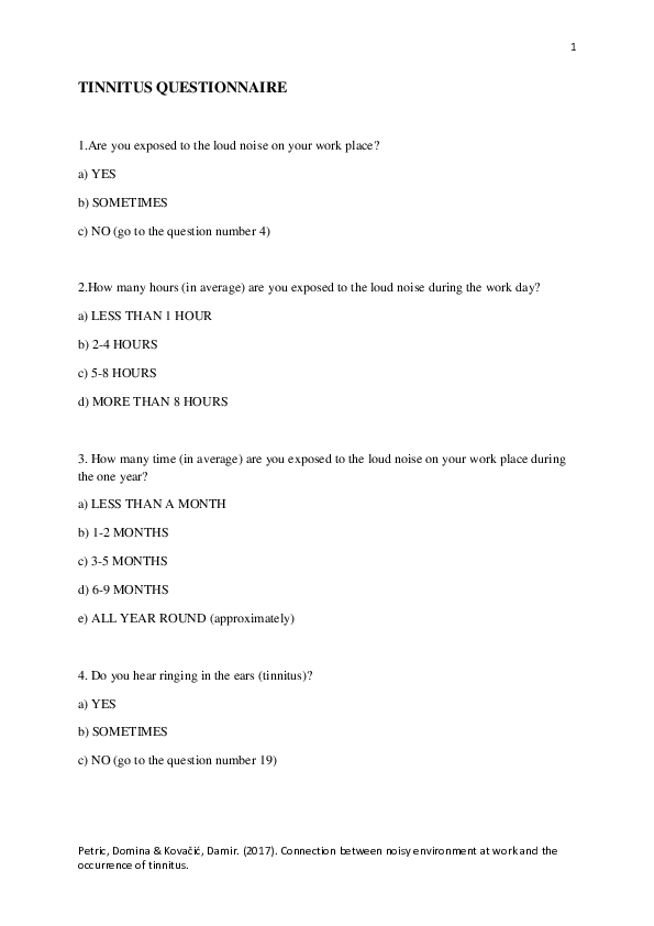 (PDF) TINNITUS QUESTIONNAIRE Domina Petric Academia.edu