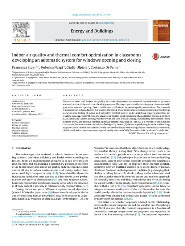 (PDF) Indoor air quality and thermal comfort optimization in classrooms ...