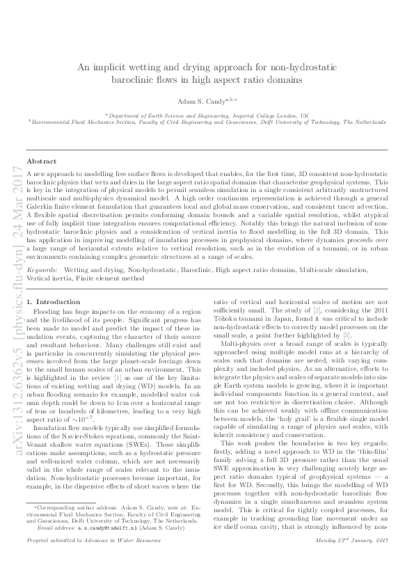(PDF) An implicit wetting and drying approach for non-hydrostatic flows ...