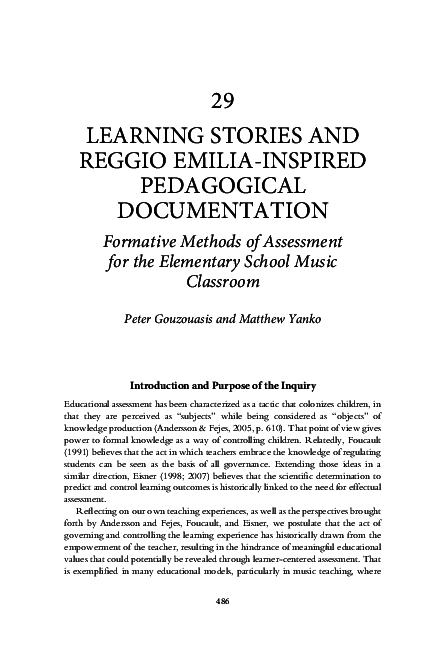 (PDF) Learning stories and Reggio Emilia-inspired pedagogical ...