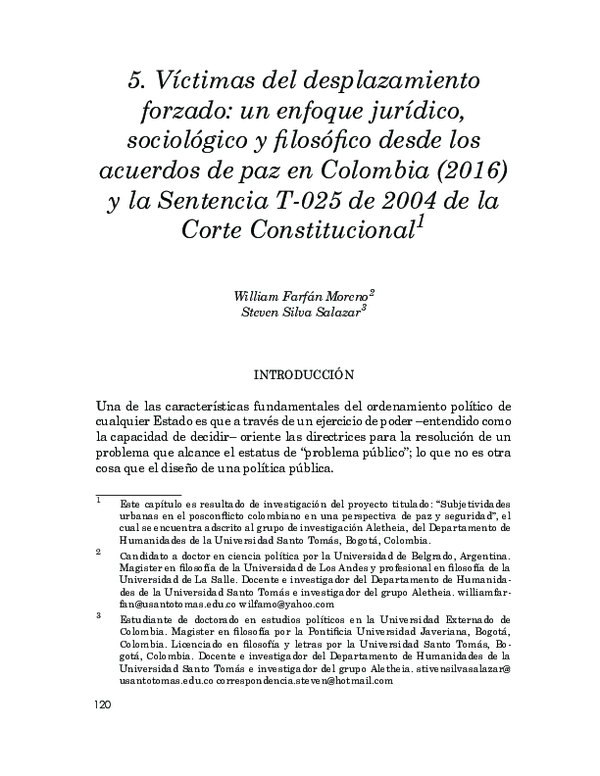 (PDF) Víctimas del desplazamiento forzado: un enfoque jurídico