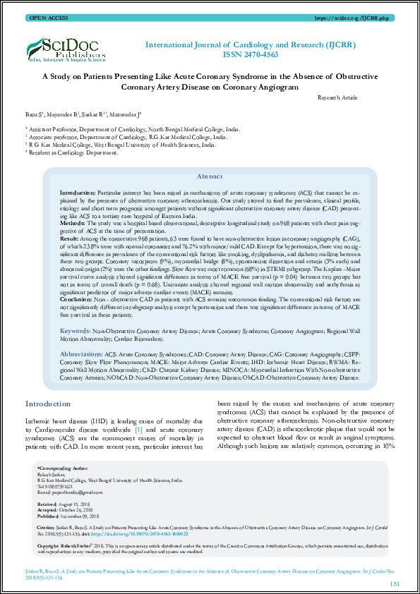 (PDF) A Study on Patients Presenting Like Acute Coronary Syndrome in ...