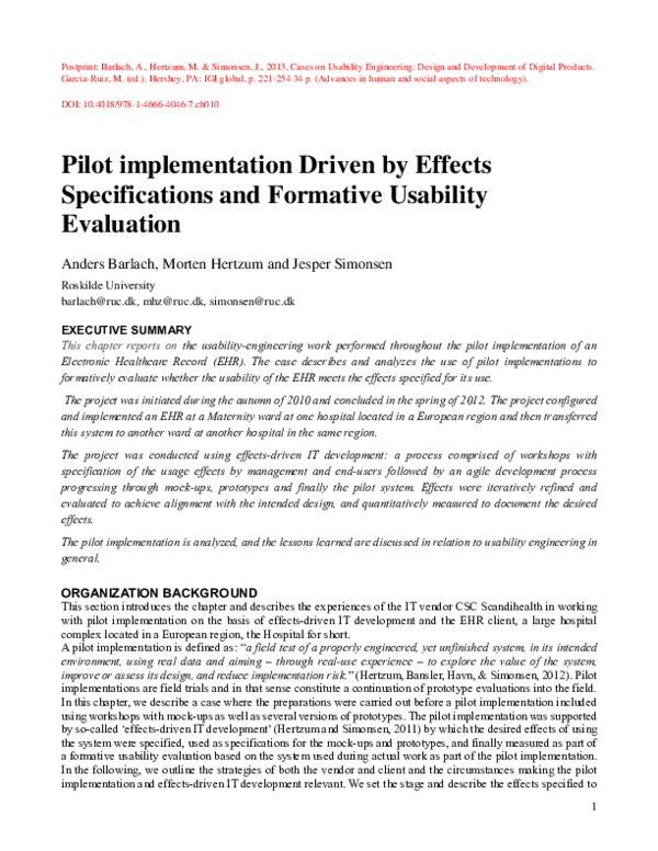 (PDF) Pilot implementation Driven by Effects Specifications and ...