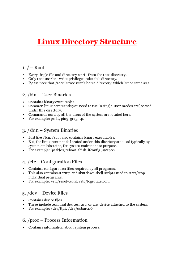 (DOC) Linux Directory Structure