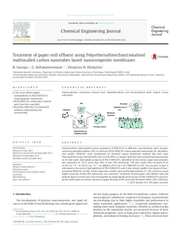 (PDF) Treatment of paper mill effluent using Polyethersulfone fu 2014 ...