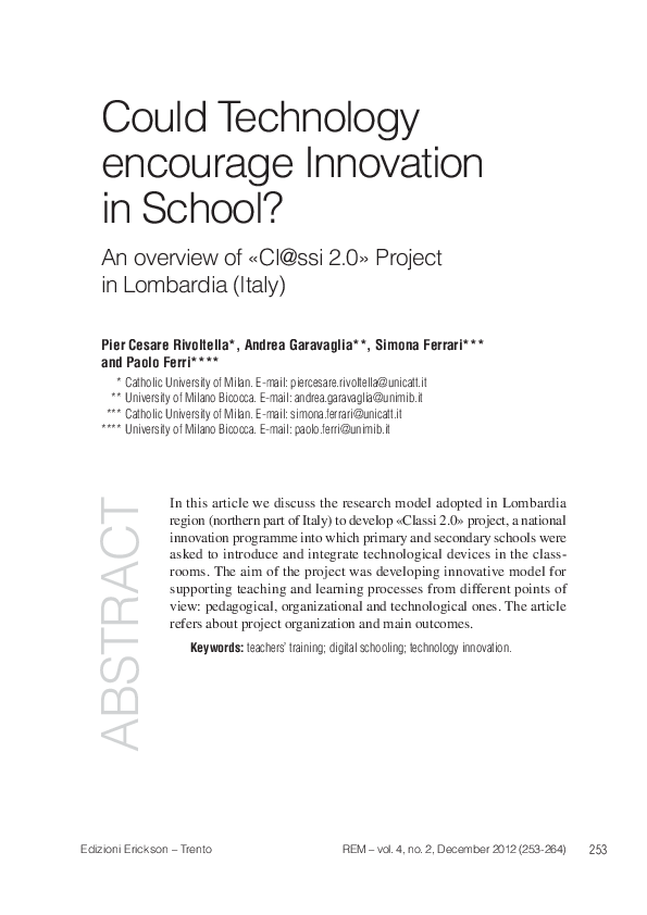 (PDF) Could technology encourage innovation in school? An overview of ...