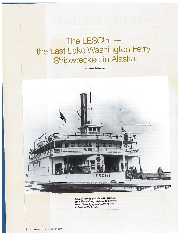 (PDF) The Leschi the Last Lake Washington Ferry, Shipwrecked in