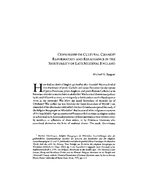 (PDF) Censorship or Cultural Change? Reformation and Renaissance in the ...