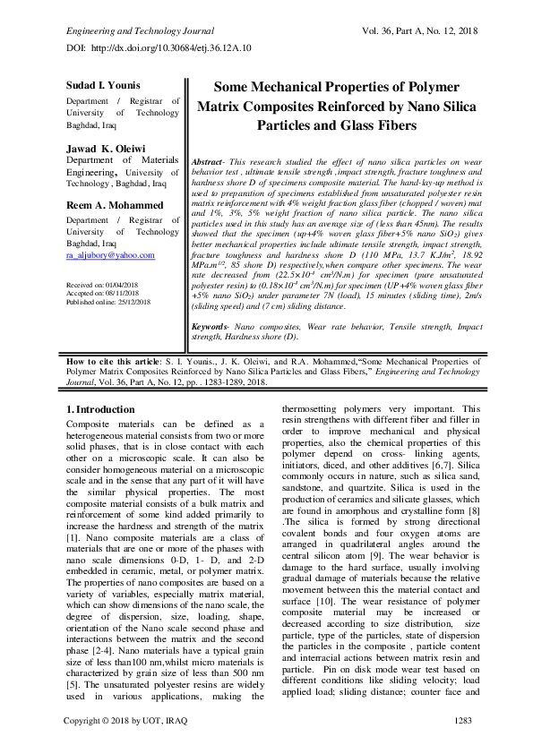 (PDF) Some Mechanical Properties of Polymer Matrix Composites ...