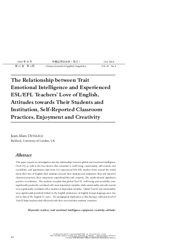 Pdf The Relationship Between Trait Emotional Intelligence And Pdf The Relationship Between Trait Emotional Intelligence And
