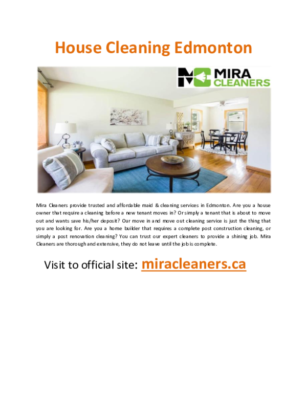 (DOC) House cleaning Edmonton Mira Cleaners Academia.edu