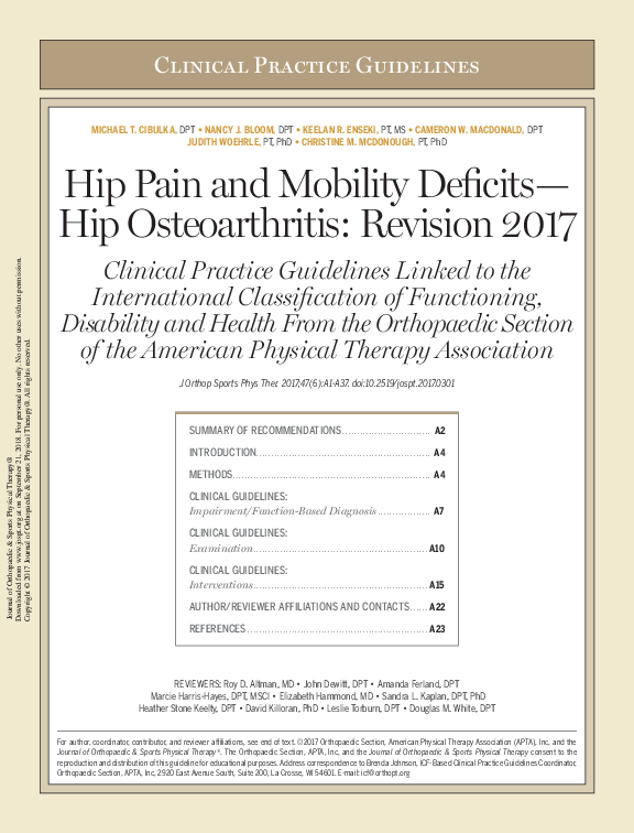 First page of “PT 505 Hip OA CPG”