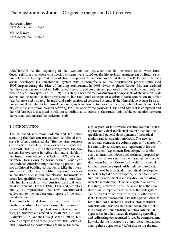 (PDF) The mushroom column Origins, concepts and differences Mario