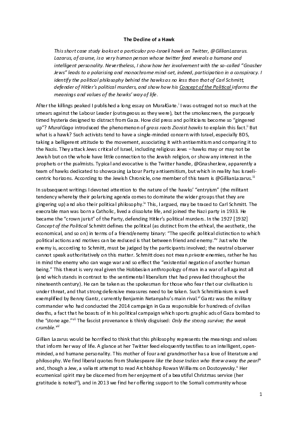 The Decline of a Hawk