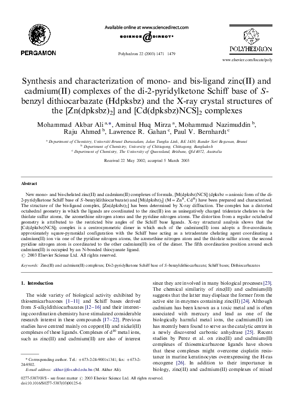 (PDF) Synthesis and characterization of mono- and bis ...