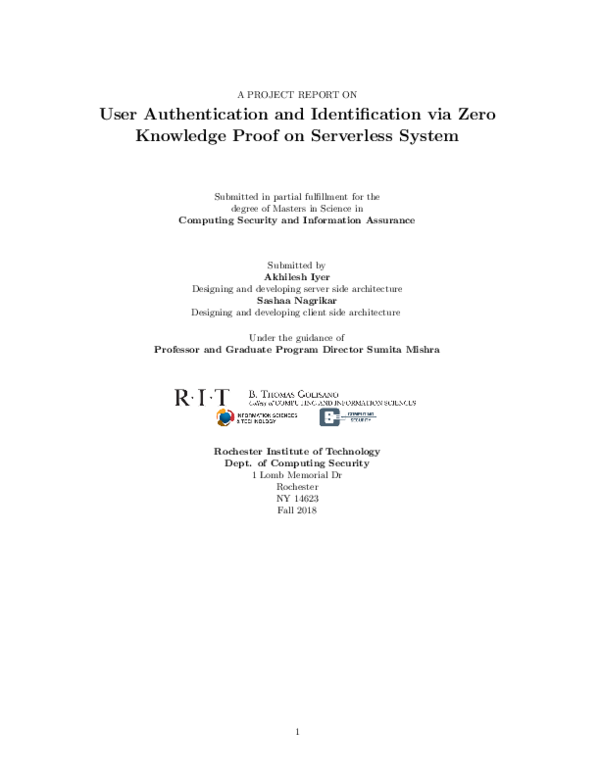 (PDF) User Authentication and Identification via Zero Knowledge Proof ...
