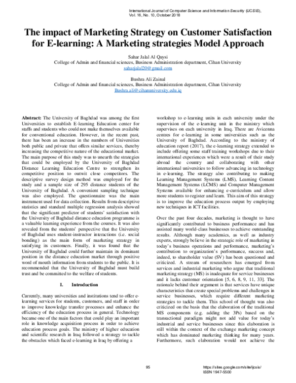 (PDF) The impact of Marketing Strategy on Customer Satisfaction for E ...