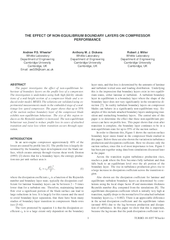 (PDF) THE EFFECT OF NON-EQUILIBRIUM BOUNDARY LAYERS ON COMPRESSOR ...