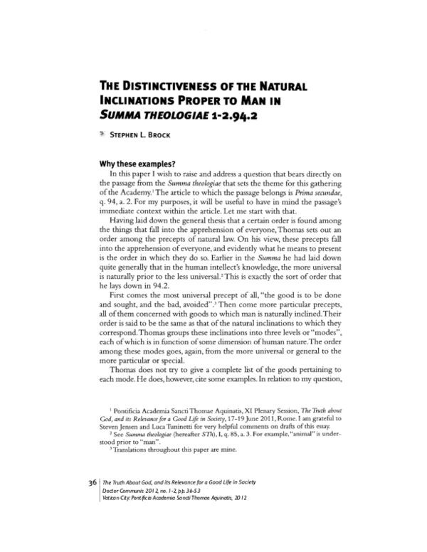 (PDF) The Distinctiveness of the Natural Inclinations Proper to Man in ...