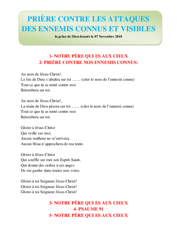Pdf Prière Contre Les Attaques Des Ennemis Connus Et Visibles La Pdf Prière Contre Les Attaques Des Ennemis Connus Et Visibles La