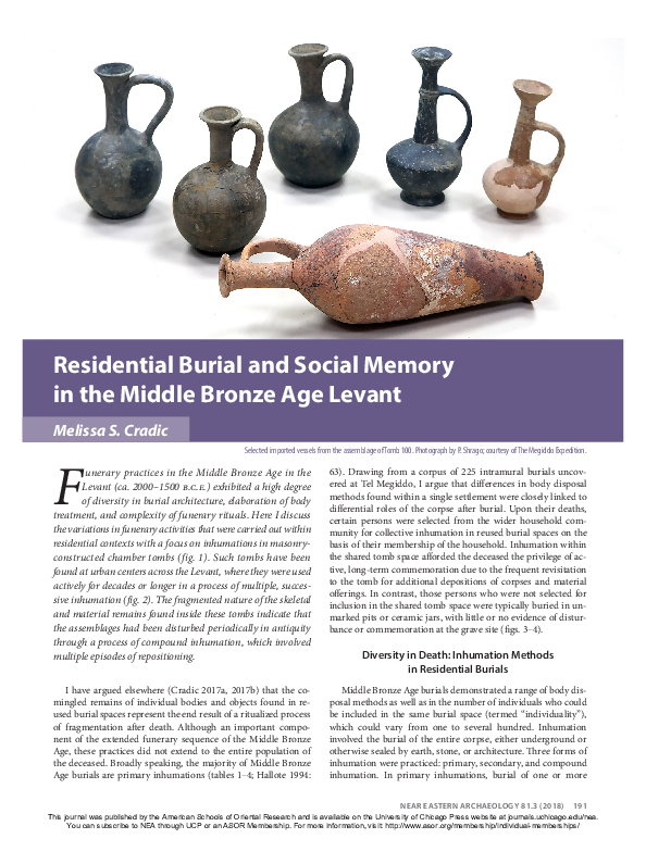 (PDF) Residential Burial and Social Memory in the Middle Bronze Age