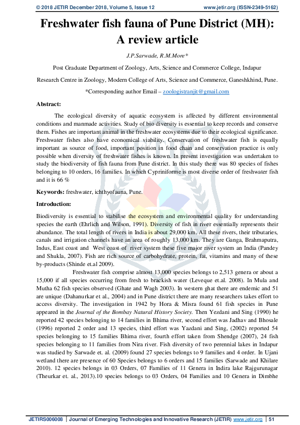 Research paper on freshwater fish picture