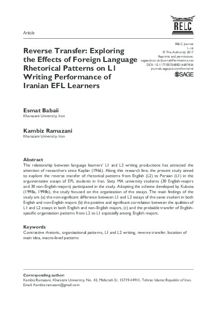 (PDF) Reverse Transfer: Exploring the Effects of Foreign Language ...