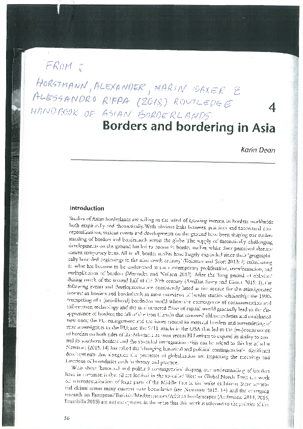 (PDF) Dean, Karin (2018). Bordering in Asian Borderlands and Beyond. In ...