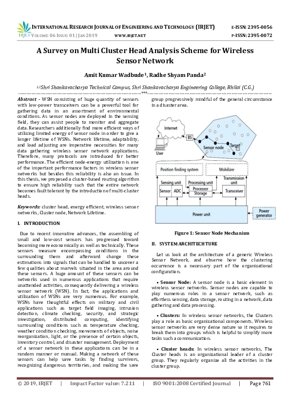 (PDF) IRJET-A Survey on Multi Cluster Head Analysis Scheme for Wireless ...