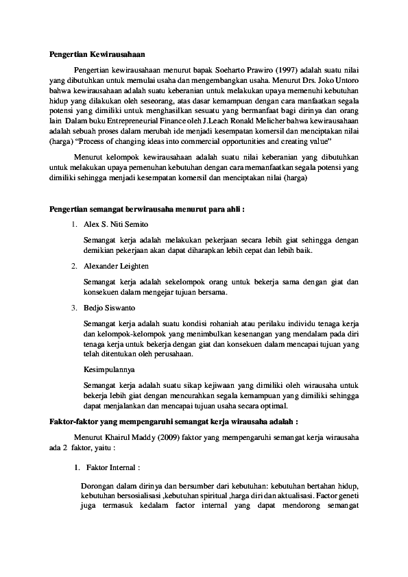 (DOC) Faktor yang mempengaruhi semangat kewirausahaan  Ahmad Bachtiar